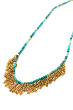 Load image into Gallery viewer, Faceted Turquoise Mini Chain Fringe Necklace -French Flair Collection-
