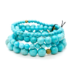 Turquoise Stone Four Row Stretch Stack Bracelet