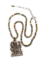 Load image into Gallery viewer, Buddha Necklace 53 - Unakite Buddha Necklace - One of a Kind -

