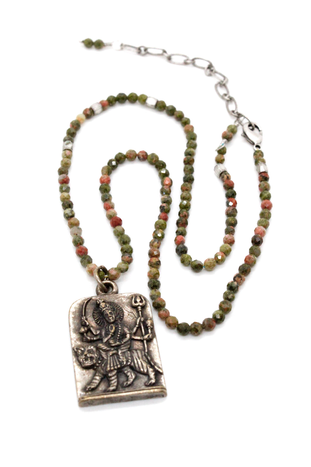Buddha Necklace 53 - Unakite Buddha Necklace - One of a Kind -