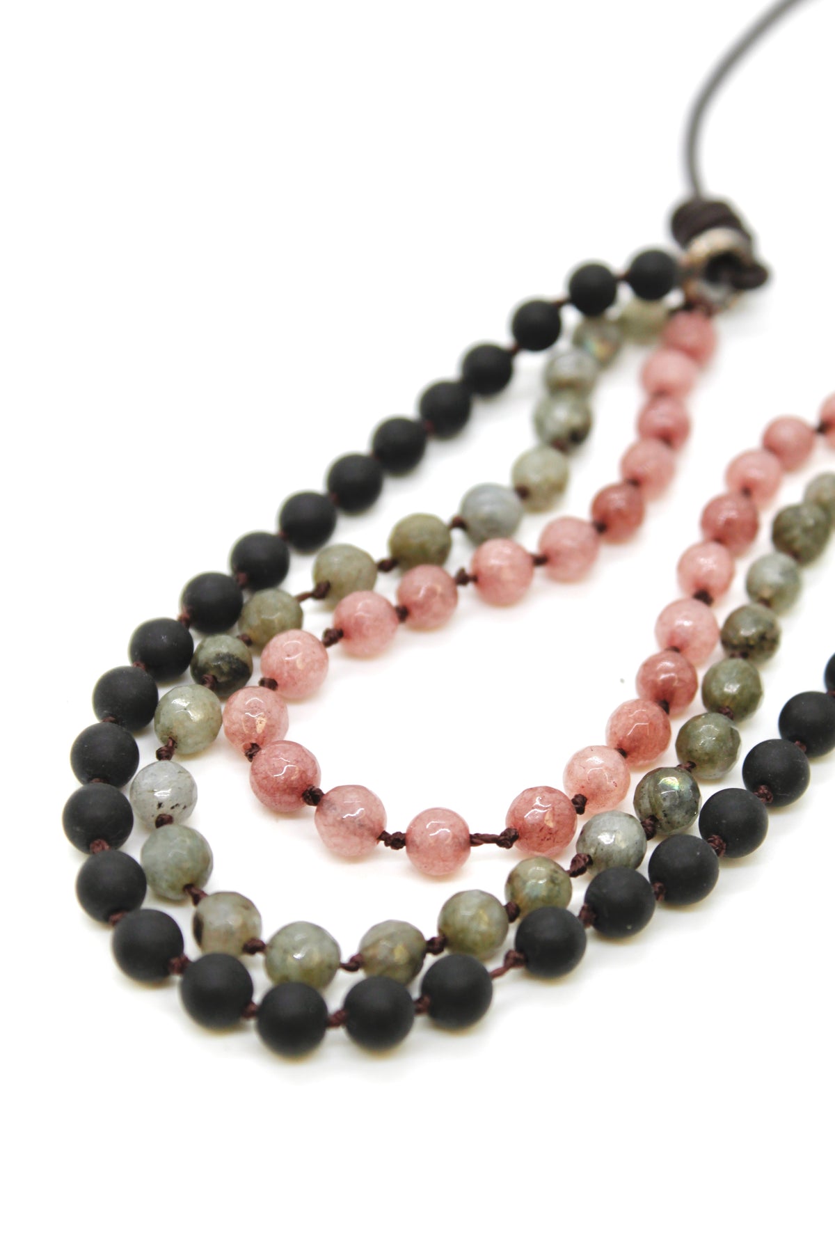 Semi Precious Stone Multi Strand Short Necklace - N4-012
