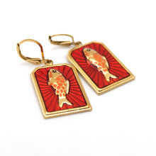 Load image into Gallery viewer, Red Enamel Fish Earrings - E9-102
