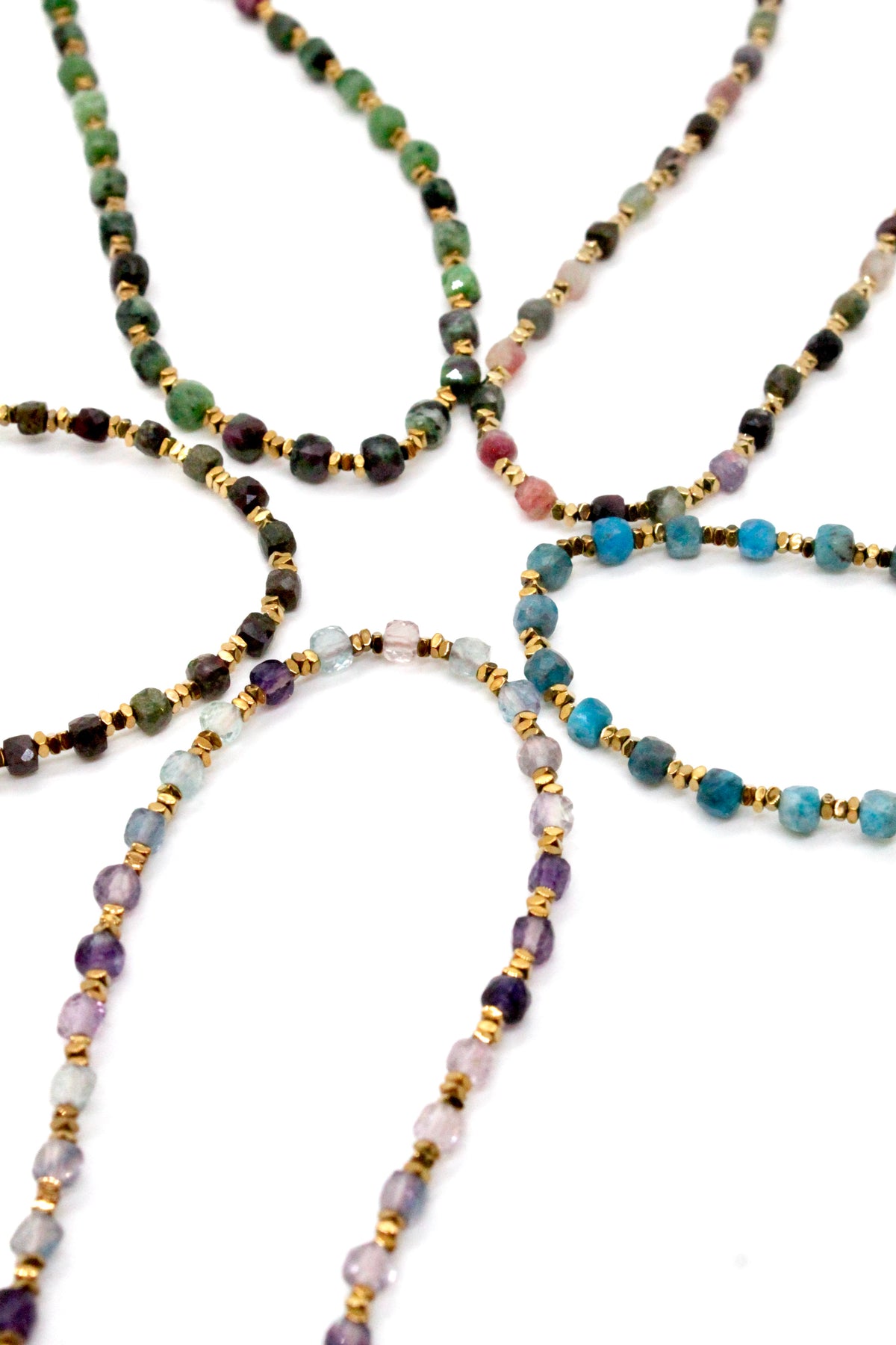 Simple Semi Precious Stone and 24K Gold Plate Necklace- N2-2389
