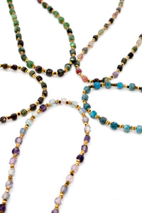 Simple Semi Precious Stone and 24K Gold Plate Necklace -French Flair Collection-