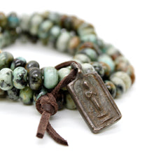 Load image into Gallery viewer, African Turquoise Reversible Buddha Charm Bracelet -Buddha Collection-
