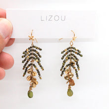 Load image into Gallery viewer, Pyrite Mini Stone and Gold Charm Dangle Earrings - E4-323
