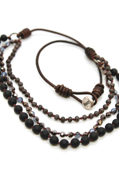 Semi Precious Stone Multi Strand Short Necklace - N4-011