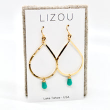 Load image into Gallery viewer, Simple Teal Drop Gold Earrings - E1-007
