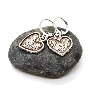 Textured Heart Small Earrings