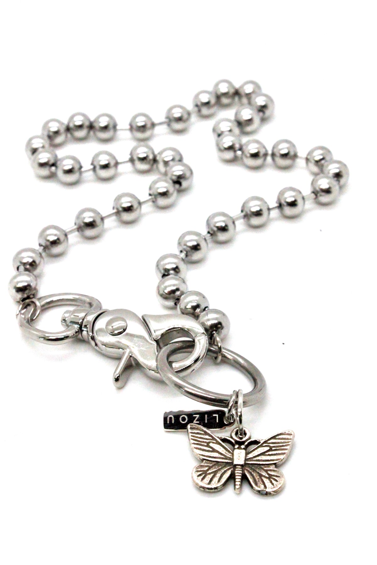Butterfly Necklace Single Silver Chain Claw Clasp
