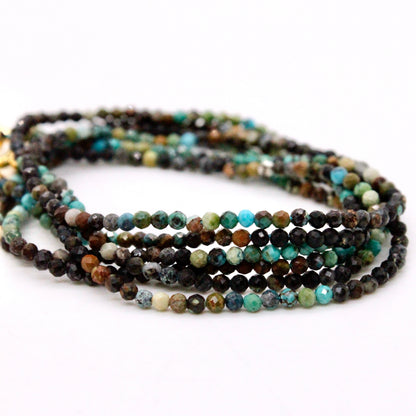 Delicate Faceted Mini Semi Precious Stone Mix Beaded Necklace - N9-018