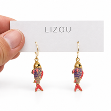 Load image into Gallery viewer, Colorful Enamel Fish Dangle Earrings  - E4-477F
