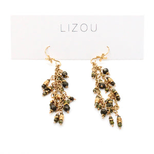 Pyrite and Gold Mini Charm Dangle Earrings - E4-325