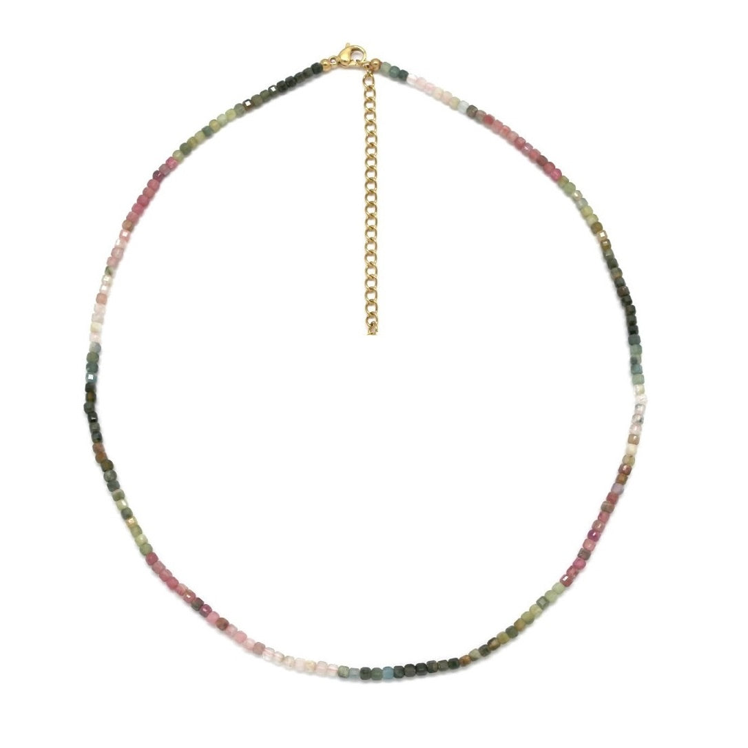 Cube Tourmaline Luxury Short Necklace -  N2-2700