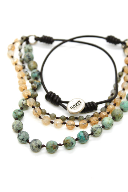 Semi Precious Stone Multi Strand Short Necklace - N4-005