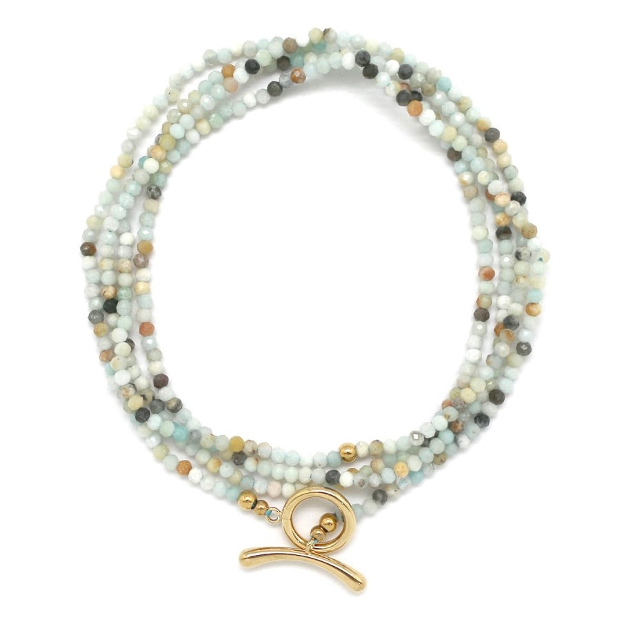 Faceted Amazonite Necklace or Wrap Bracelet N2-2385 -French Flair Collection-