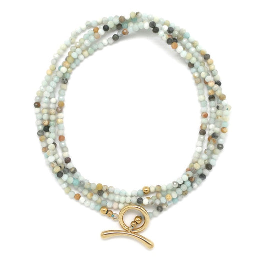 Faceted Amazonite Necklace or Wrap Bracelet N2-2385 -French Flair Collection-