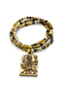 Green Jasper Necklace with Small Buddha -Buddha Collection-