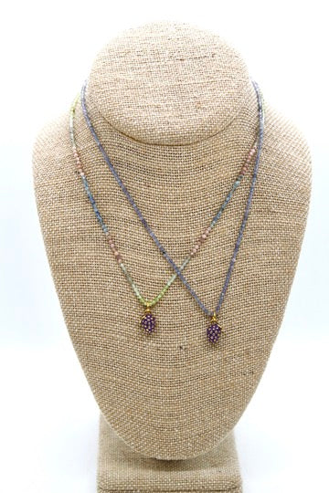 Wine Grapes Mini Stone Gold Charm Necklace