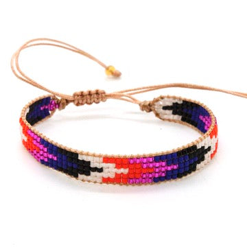Bright and Colorful Pink Tone Seed Bead Bracelet -B8-027