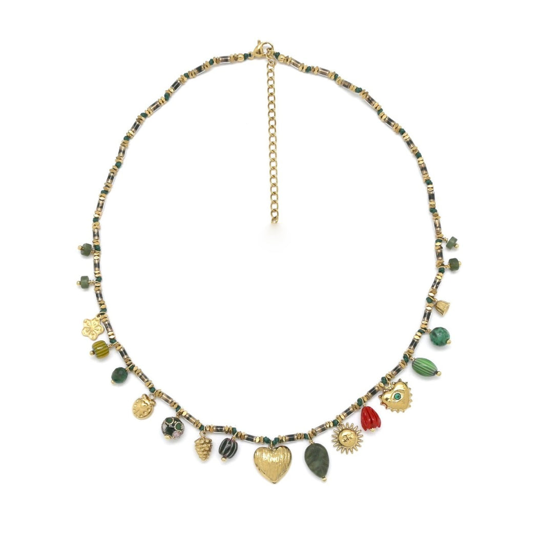 Beautiful Heart and Mini Charms Necklace -  N2-2672