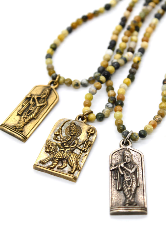 Green Jasper Necklace with Small Buddha -Buddha Collection-