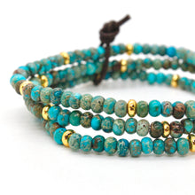 Load image into Gallery viewer, Turquoise Jasper + Gold Bracelet Bundle
