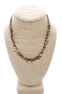 Museum Style Tourmaline Stone Necklace with 24K Gold Plate Mini Charms  -French Flair Collection-