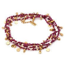 Load image into Gallery viewer, Pink Tourmaline and Pearl Gold Mini Coin Wrap Necklace - N2-2616C
