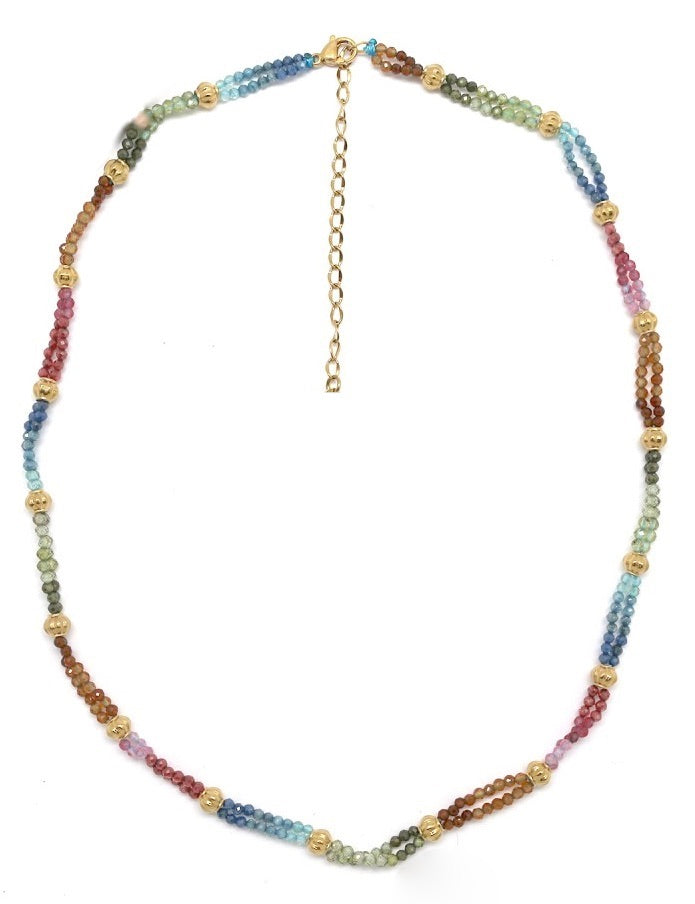 Double Strand Rainbow Faceted Agate Necklace - N2-2641