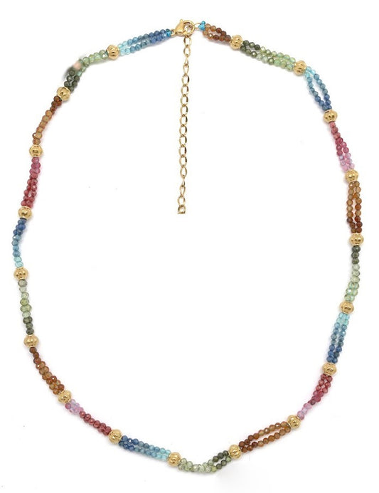 Double Strand Rainbow Faceted Agate Necklace - N2-2641