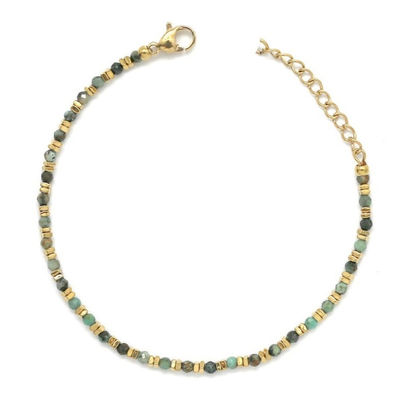 Faceted Pyrite and 18K Gold Plate Delicate Bracelet - B4-028AT