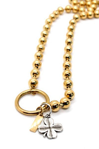Convertible Short or Long Gold Ball Chain Lucky Shamrock - N2-892GD