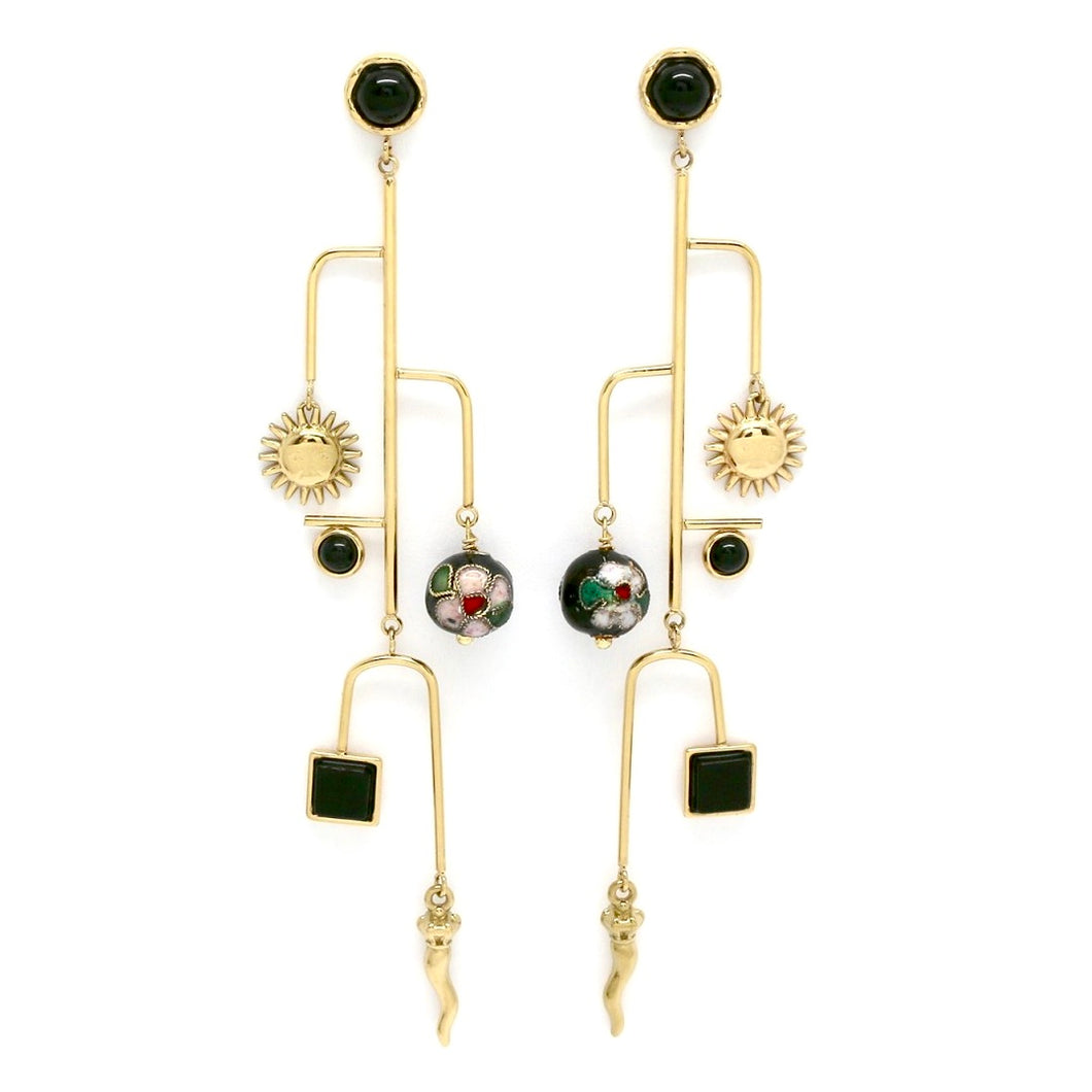 Museum Style Sun and Pepper Mobile Earrings - E4-306