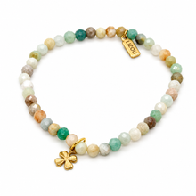 Load image into Gallery viewer, Faceted Mini Amazonite Religious French Medal Bracelet - FMB03A

