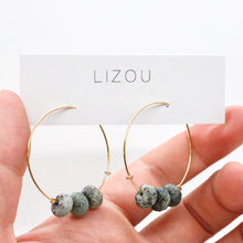 Load image into Gallery viewer, African Turquoise Matte Bead Hoop Earrings E7-012 -Stone Collection-
