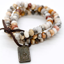 Load image into Gallery viewer, Crazy Lace Agate Reversible Vintage Buddha Charm Bracelet -Buddha Collection-
