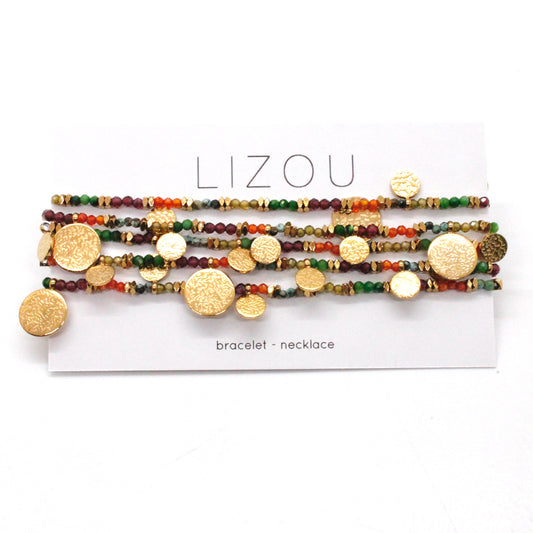 Museum Style Zirconium and Agate Necklace or Bracelet with 24K Gold Plate Charms