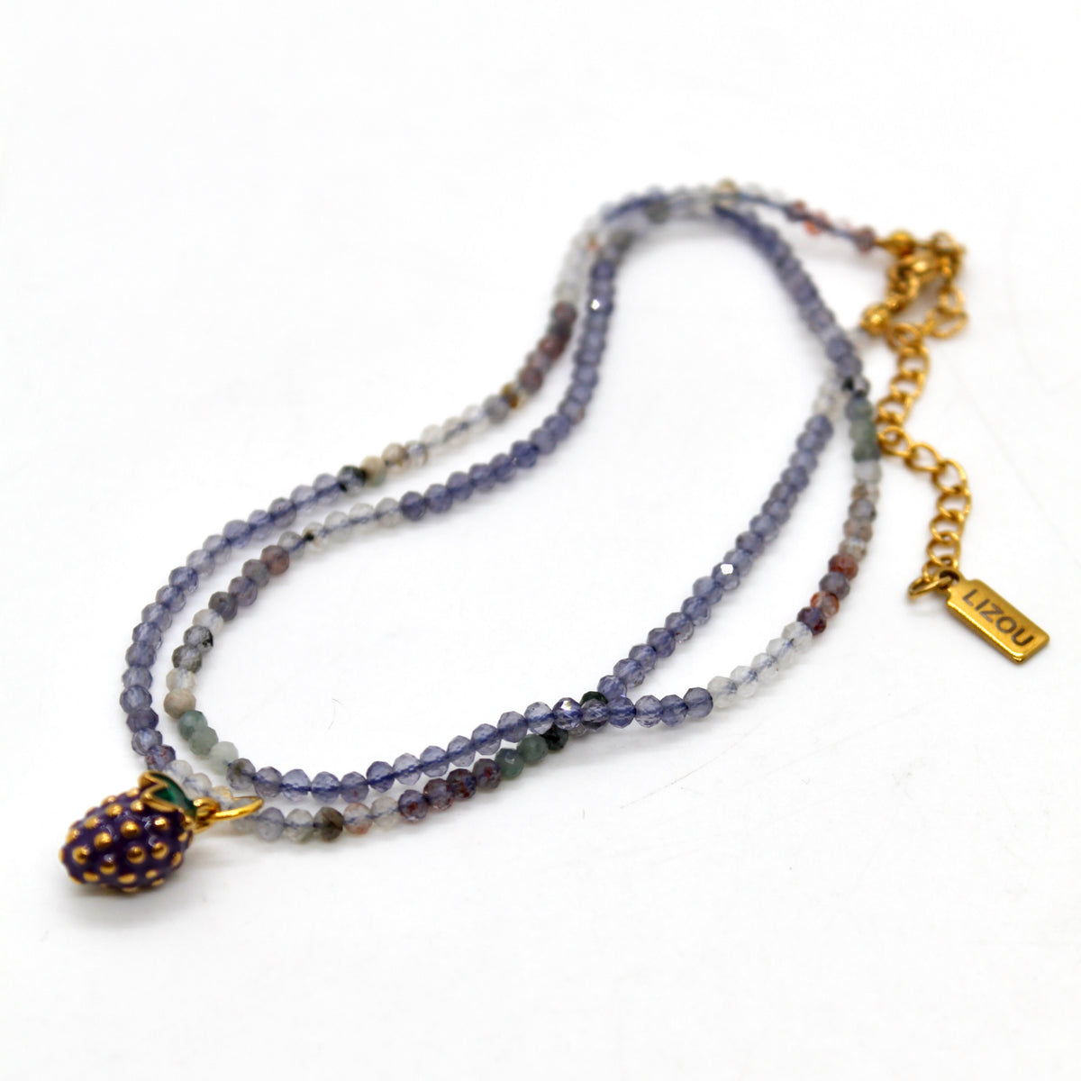 Wine Grapes Mini Stone Gold Charm Necklace