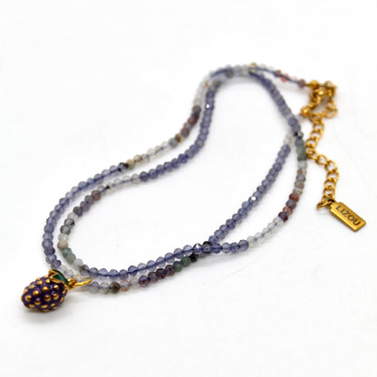 Wine Grapes Mini Stone Gold Charm Necklace