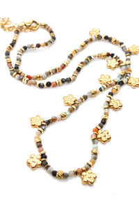 Mini Gold Daisy Semi Precious Stone Necklace N2-2445 -French Flair Collection-