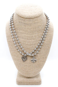 Single Silver Ball Chain Necklace with Small Shamrock Charm -The Classics Collection-