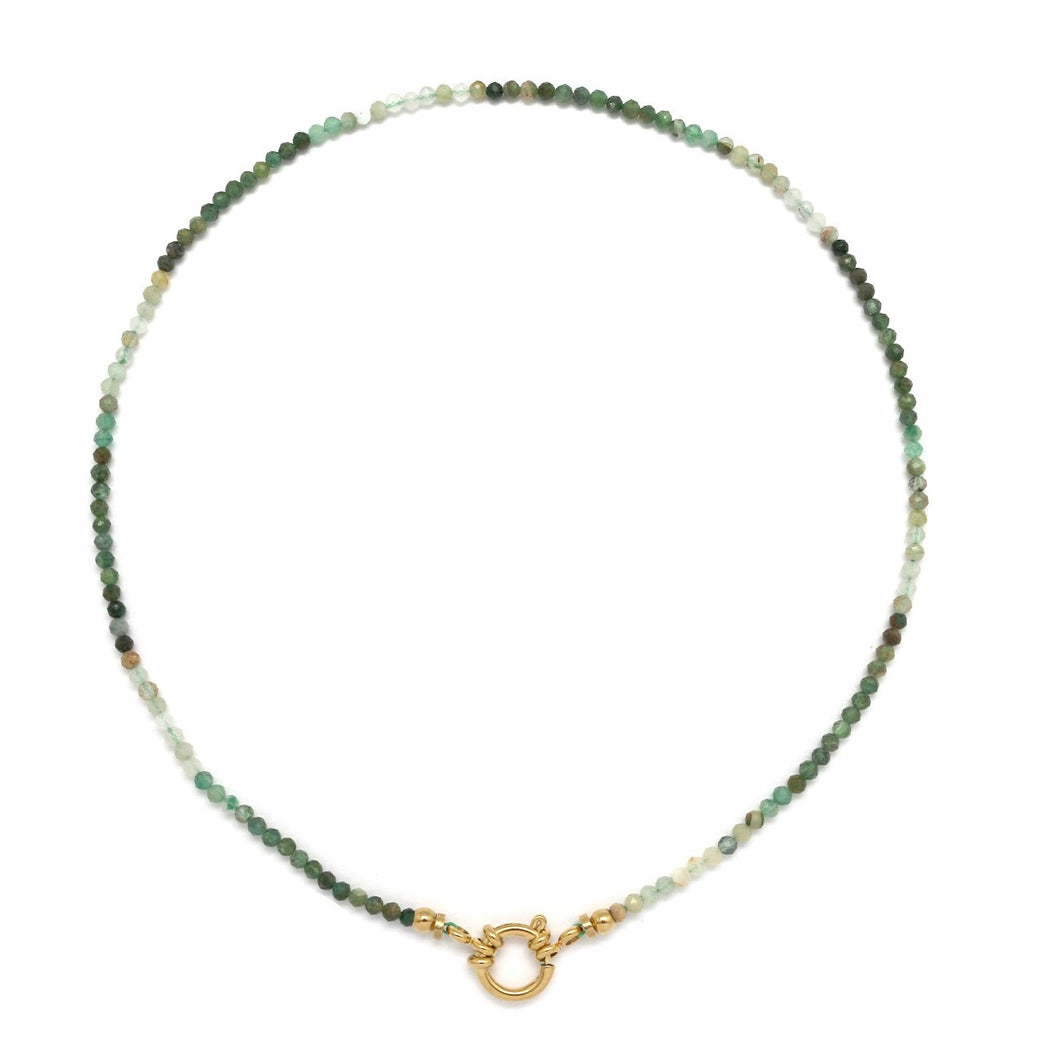 Faceted Indian Agate Simple Short Necklace N2-2376 -French Flair Collection-