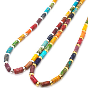 Multi Color Stone and Short Beaded Necklace