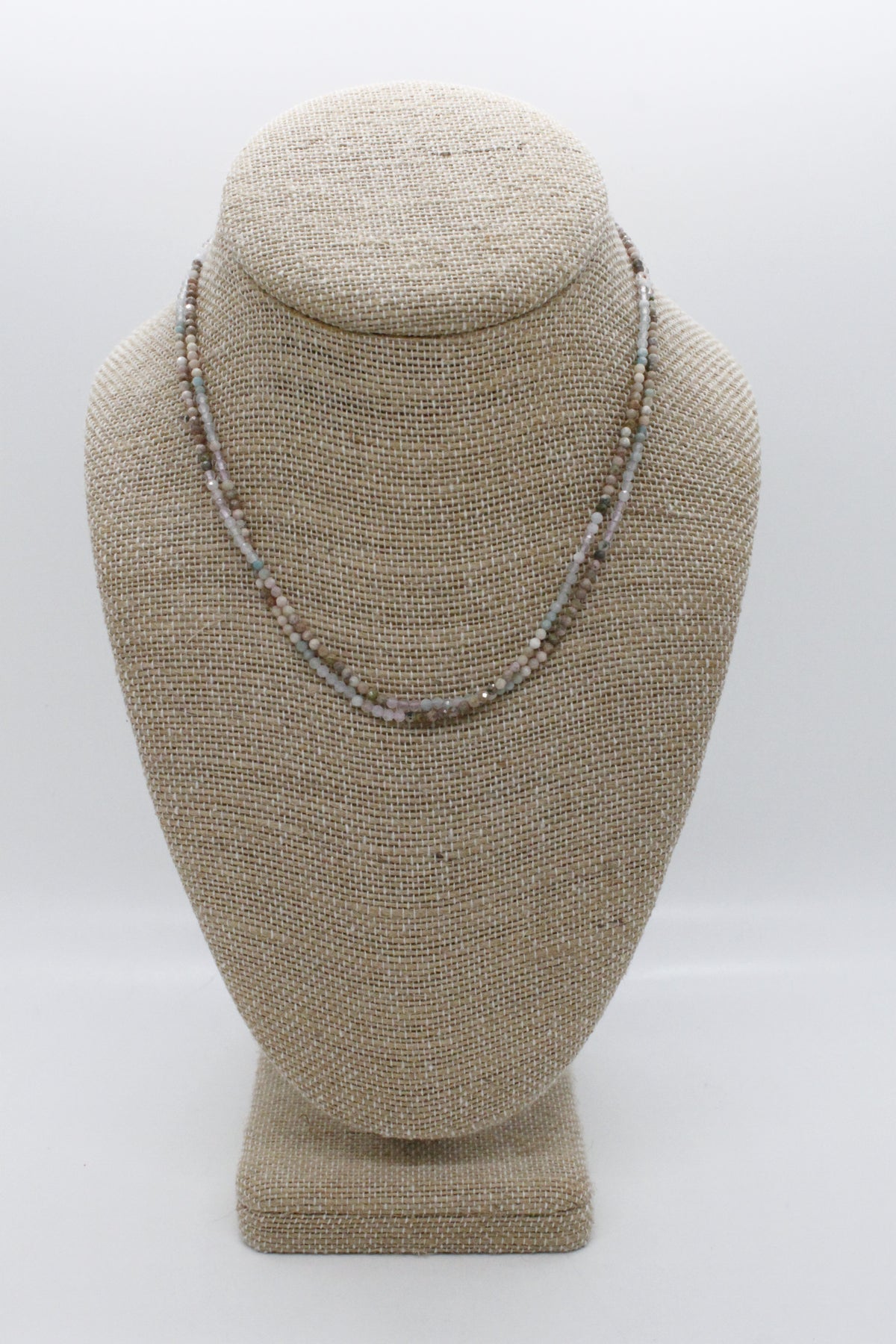 Delicate Faceted Mini Semi Precious Stone Mix Beaded Necklace - N9-011