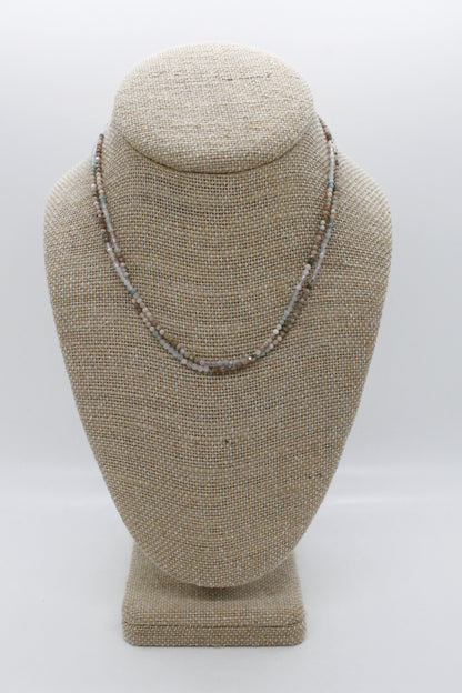 Delicate Faceted Mini Semi Precious Stone Mix Beaded Necklace - N9-011