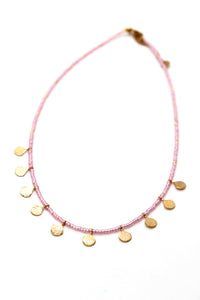 Colorful Seed Bead And Gold Fan Necklace - N3-157