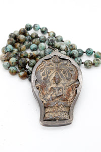Buddha Necklace 81 - Large African Turquoise Buddha Necklace - One of a Kind -