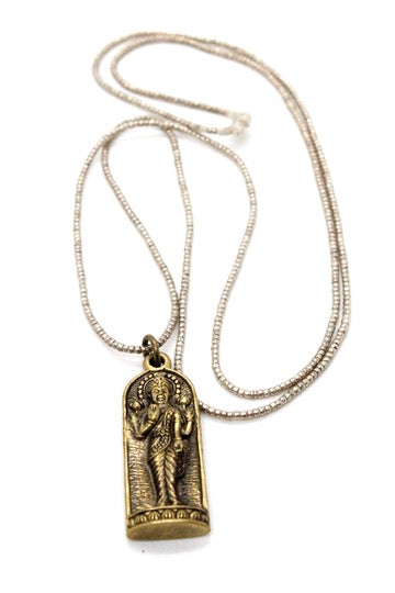 Buddha Necklace 17 - Reversible African Beads - One of a Kind -