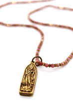 Load image into Gallery viewer, Faceted Rhodonite Stone Necklace with Small Buddha -Buddha Collection-
